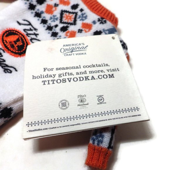 Tito's Handmade Vodka Knit Bottle Dress New W/ Tag Orange White Embroidered - Picture 3 of 4